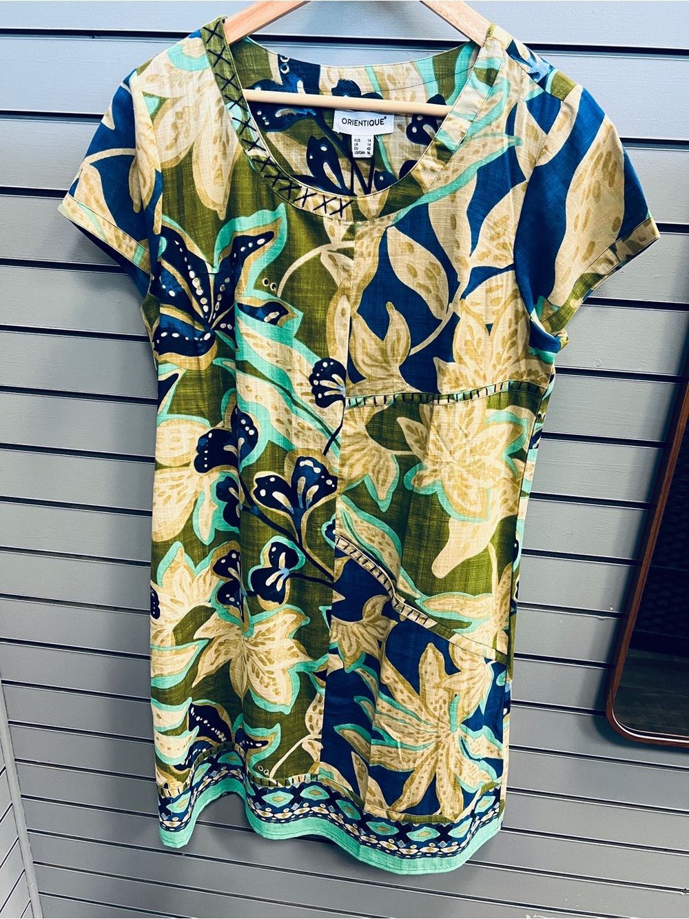 Orientique Green Floral Short-Sleeve Casual Dress